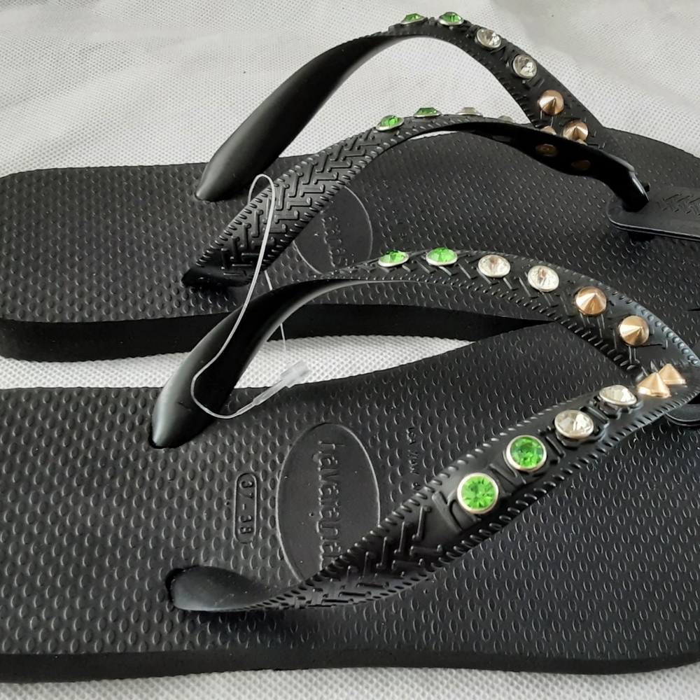 Havaianas Top Black Studded "Irish Flag" - 2 Sizes - Picture 5 of 6